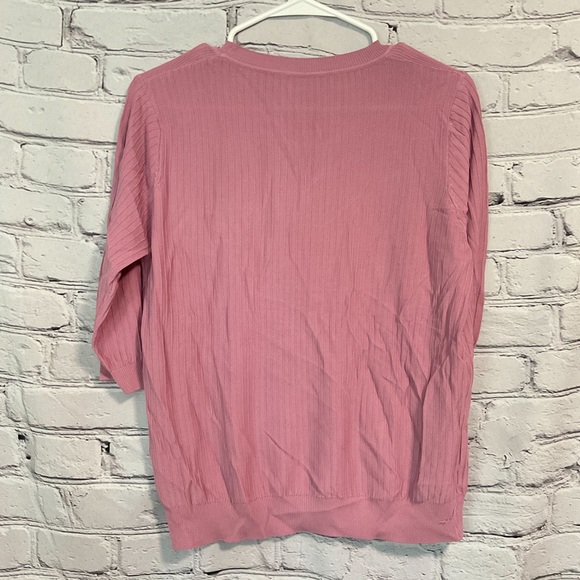 Pink Knit Ribbed Blouse - Picture 7 of 7